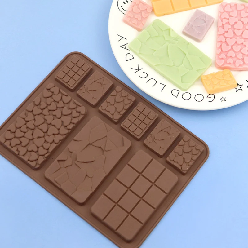 1PCS Chocolate Molds Rectangle Chocolate Bar Mold DIY Candy Dessert Waffle Love Heart Chocolate Mold Bakeware Wax Melt Mould