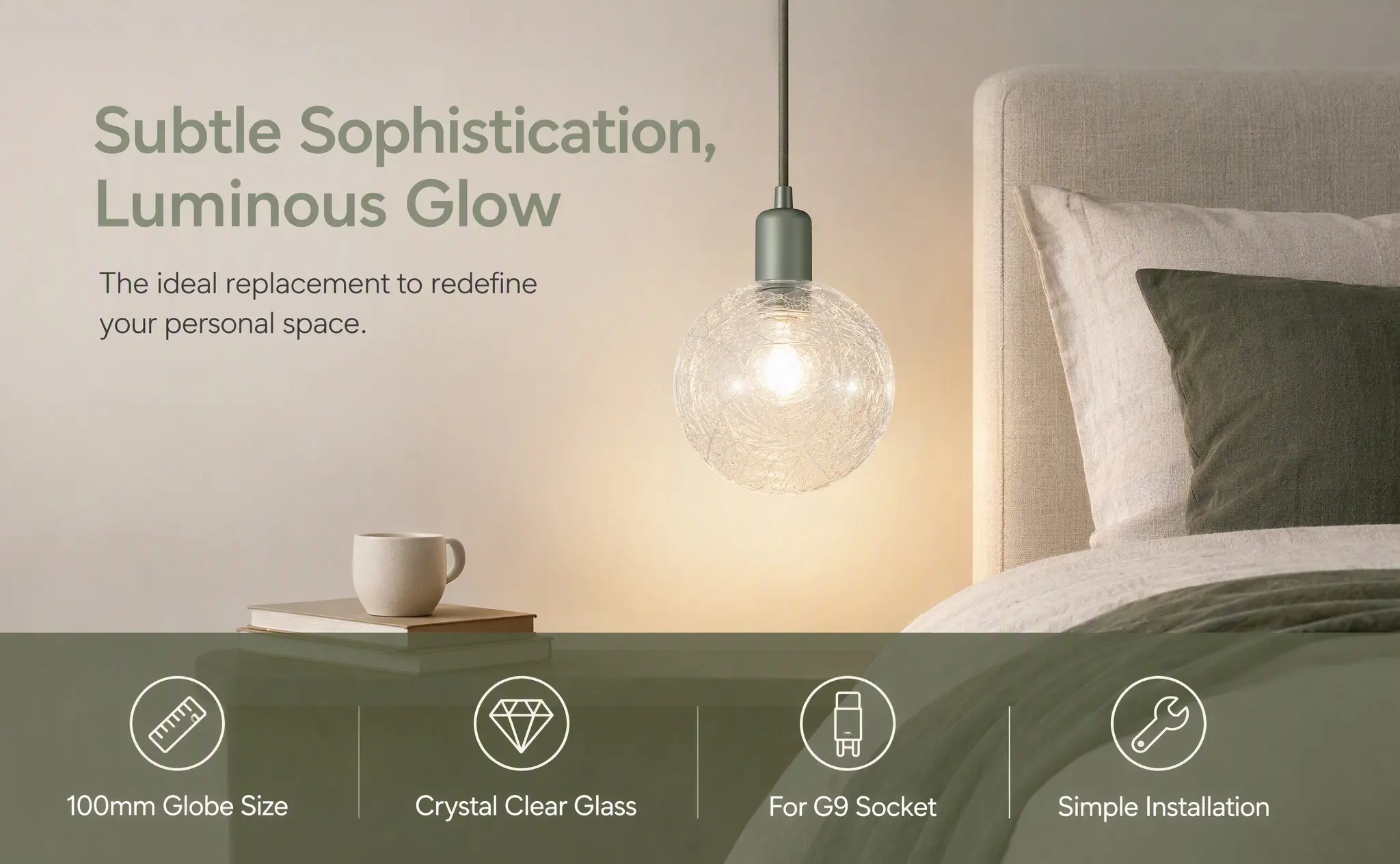 Glass Lamp Shade for G9 Base Round Filament Molecular Lamp 100Mm Ceiling Light Replacement Shade