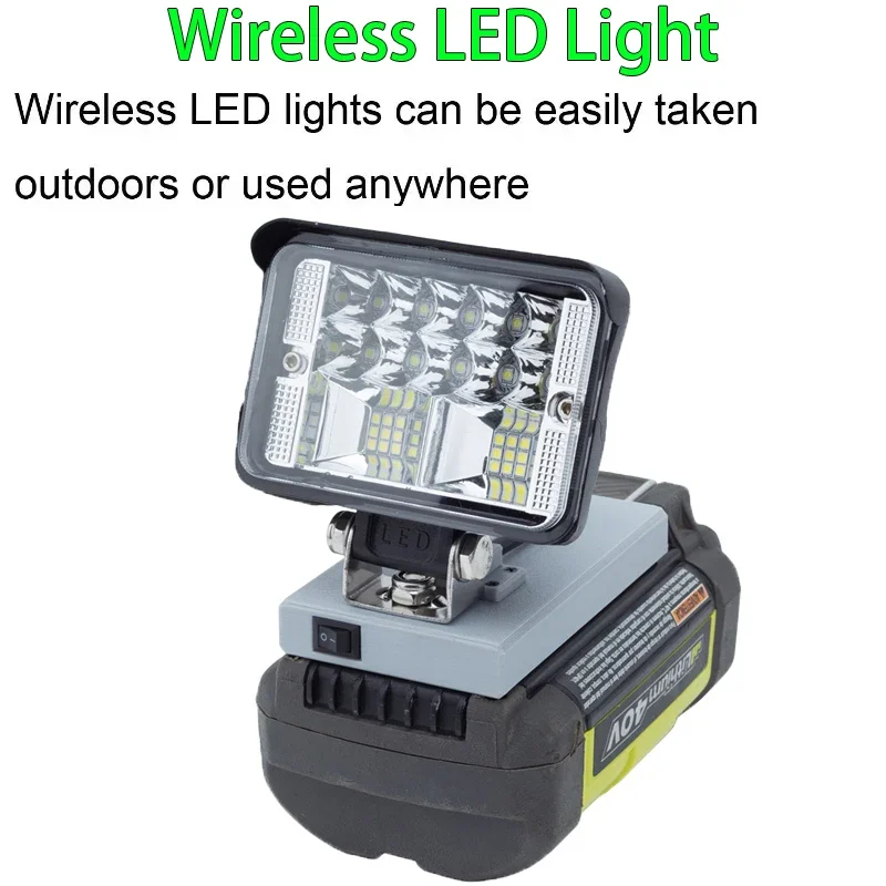 Portable LED Work Light for Ryobi 40V Lithium Ion Battery Portable LED Tool Camping Travel Cordless Light