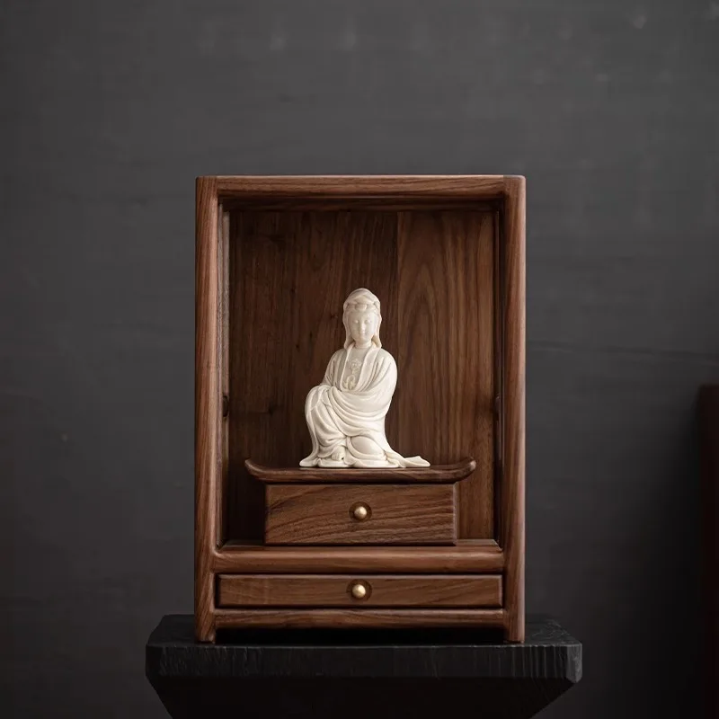

New Chinese black walnut tabletop household shrine Buddhist cabinet for the god of wealth, Guanyin Buddha, for the shrine