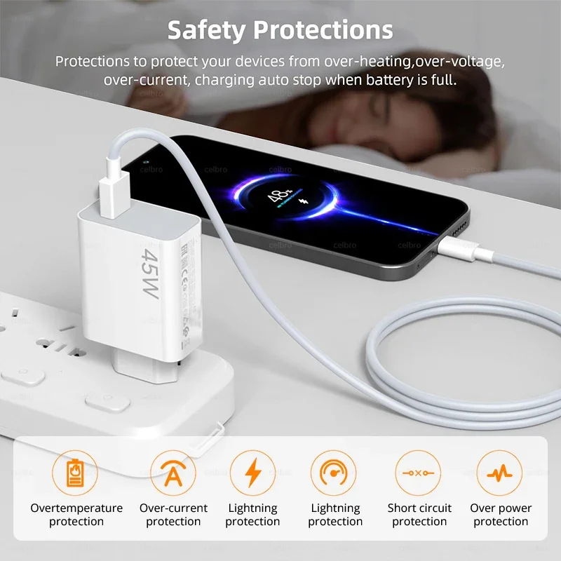 45W For XIAOMI Charger Type C Turbo Charge Fast Charging Charger Redmi Note 15 14 13 12 11 X Pro 10t Poco M7 X7 K40 Pad 6