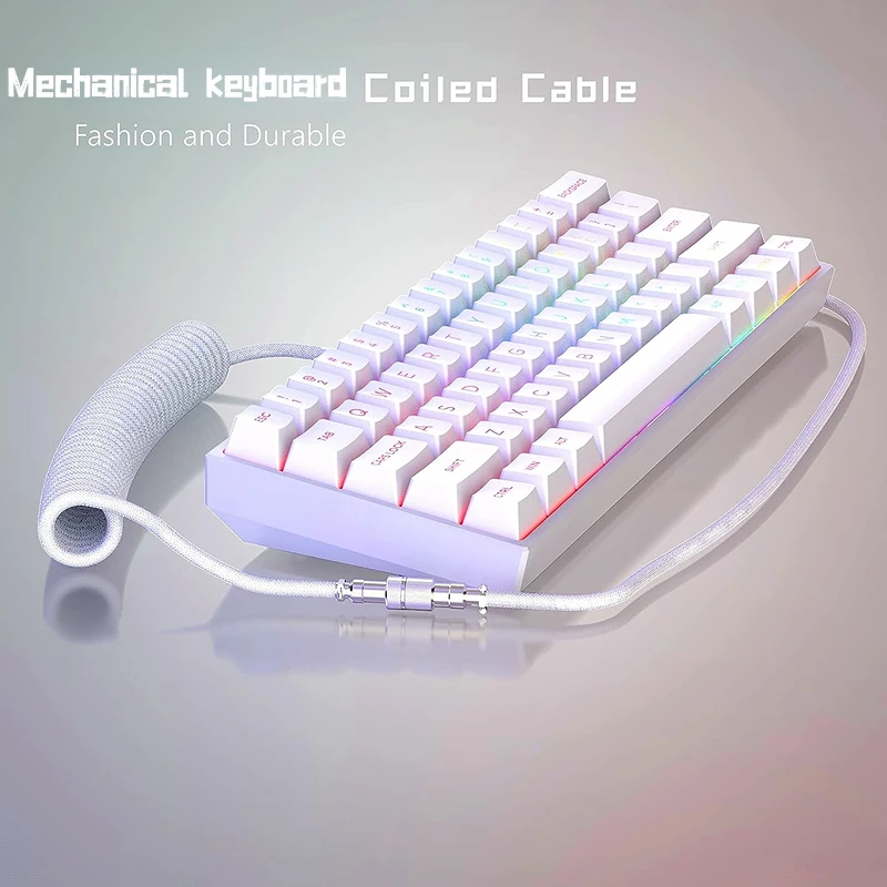 Type C Mechanical Keyboard Coiled Cable Wire USB Port Aviator Coiling Cable Desktop Computer Gaming Keyboard Accessories