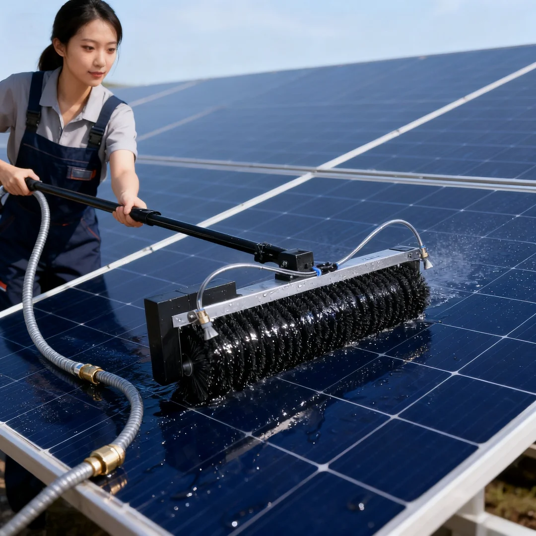 Automatic Solar Panel Cleaning Machine Telescopic Power Roller Brush Cleaning Tools for Photovoltaic Station Solar Panels