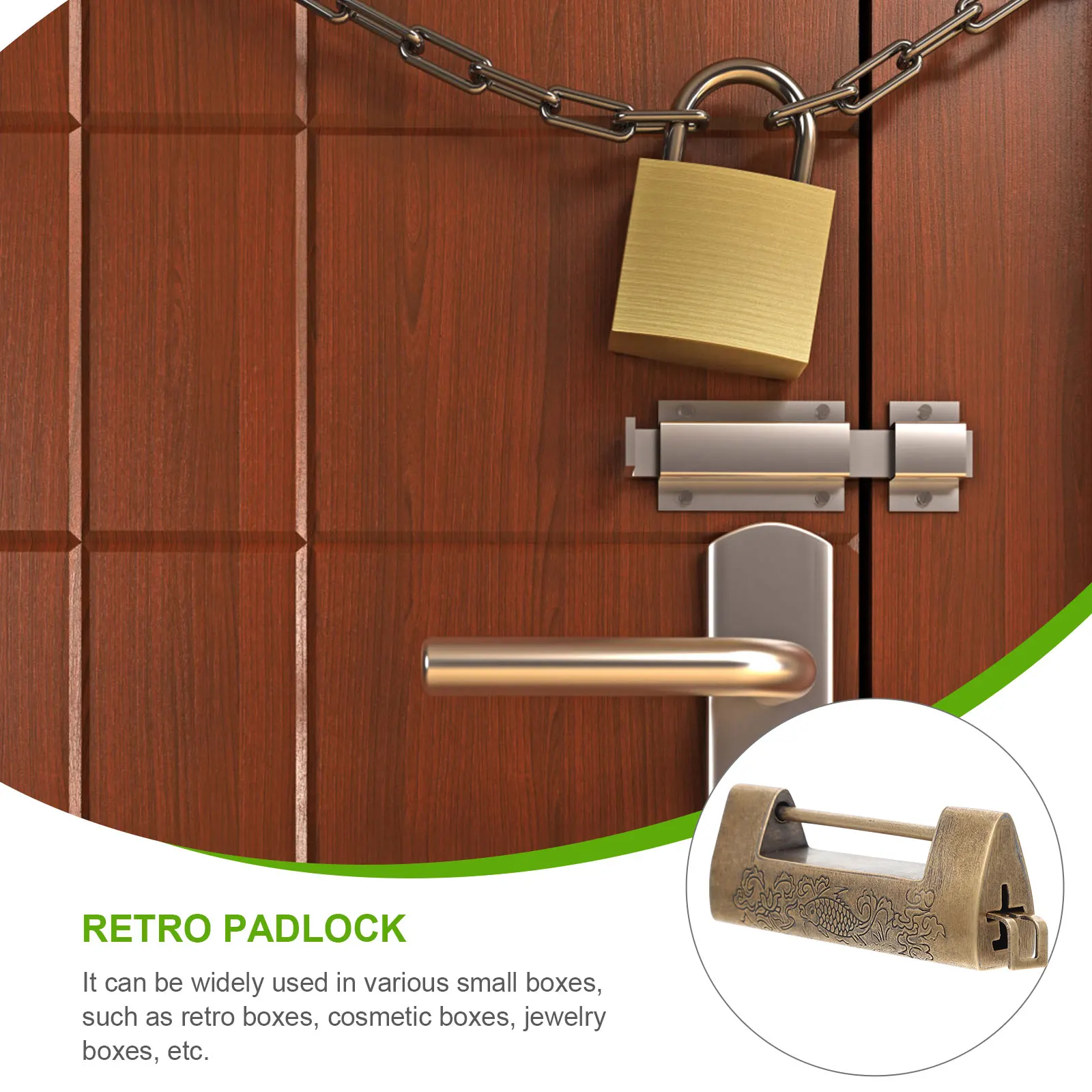 

1Set Chinese Culture Inspired Retro Padlock Solid Copper Engraved Lock for Wardrobe Closet Cabinet Vintage Storage Solution