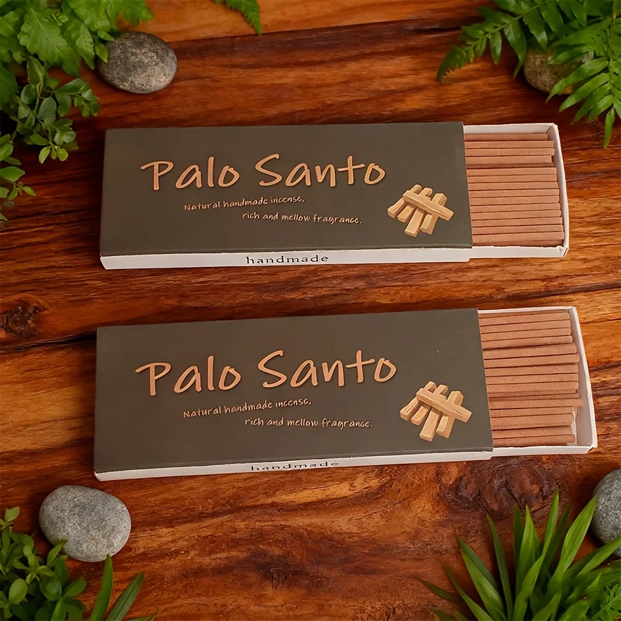 Incienso de Palo Santo en Caja Premium, Varillas de Incienso de 2.8mm de Diámetro, Purifica el Aire, Desodoriza y Mejora la Fragancia, Ideal para Yoga, Meditación, Purificación, Regalos y Decoración del Hogar