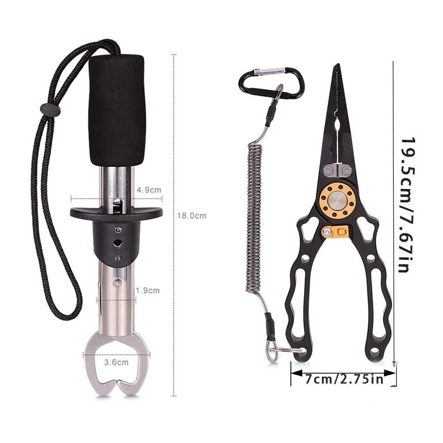 Alicates de agarre de labio de pescado: removedor de anzuelos multifunción mejorado y alicates de anillo dividido para pesca con mosca, pesca en hielo, equipo de pesca