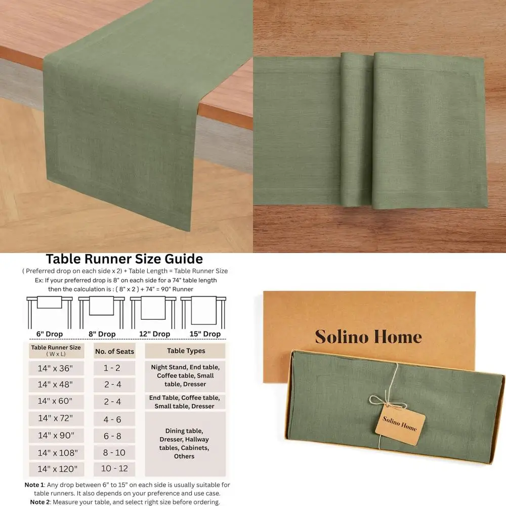 

Pure Linen Extra Long Table Runner 14x144 Inches - Perfect for Fall, Autumn, Thanksgiving, Christmas Celebrations