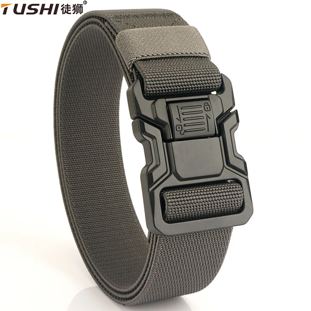 

TUSHI New Quick Release Multi Function Buckle Elastic Belts For Men Durable Tactical Belt Cowboy Outdoor Army Belt Hunting