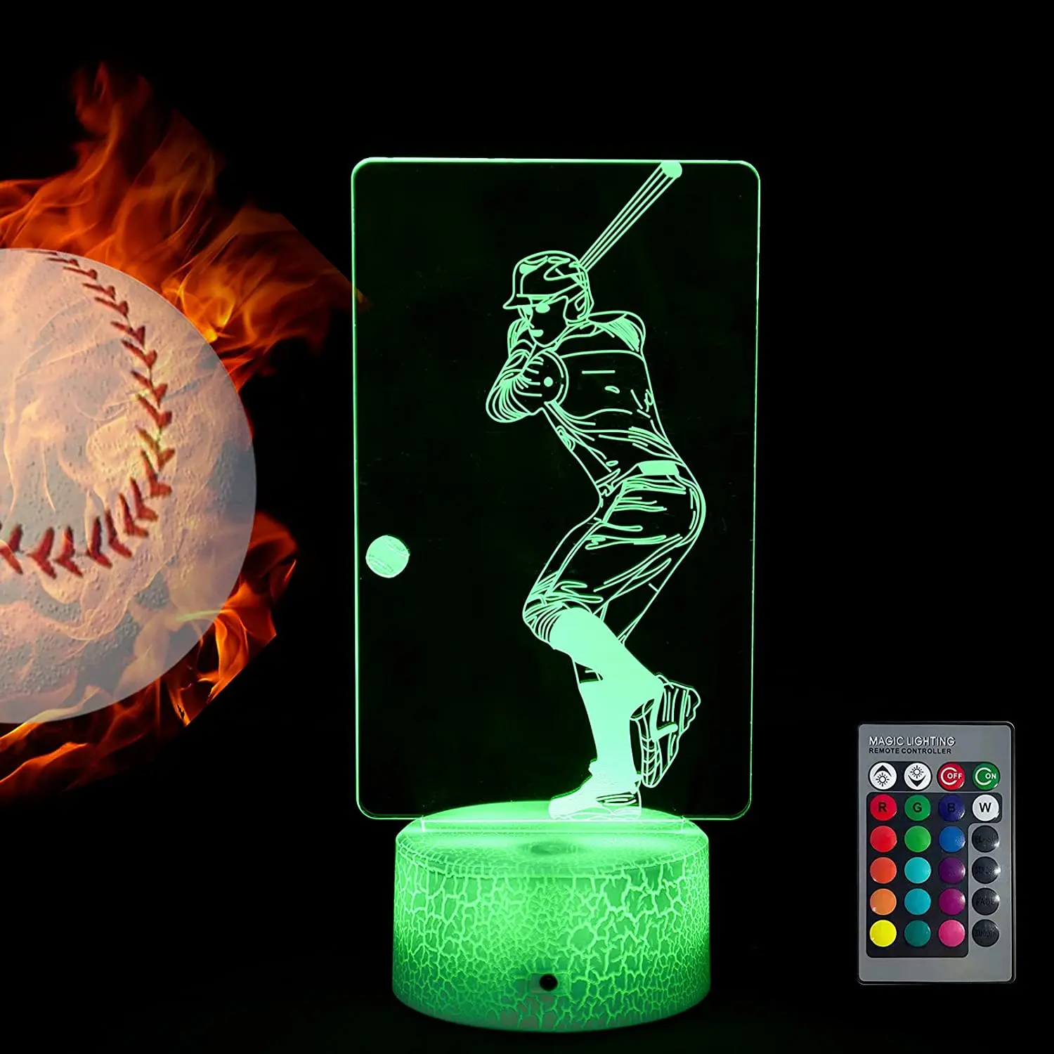 3D Illusion Baseball Tisch Lampe Für Home Zimmer Dekor Touch Fernbedienung LED Lichter Urlaub Geschenk Nacht Lichter