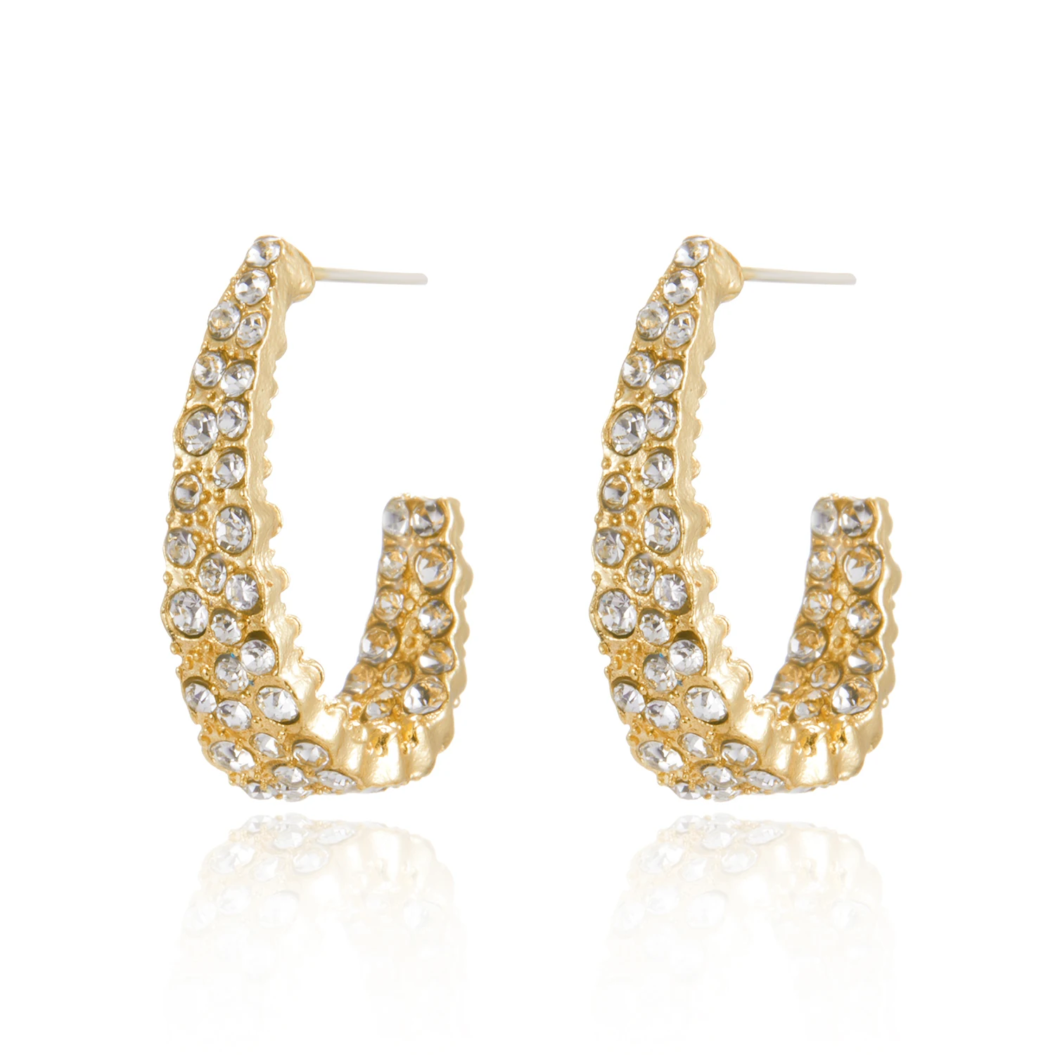 Exquisite Shiny Rhinestone Gold Color Circle Hoop Earrings For Women Temperament Personality Exaggerated Earring Fashion Jewelry