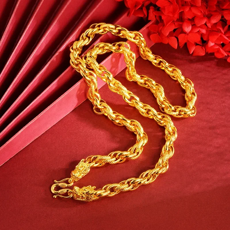 

Luxury 24K 9999 Pure Gold real gold Unisex men women necklace twist faucet necklace