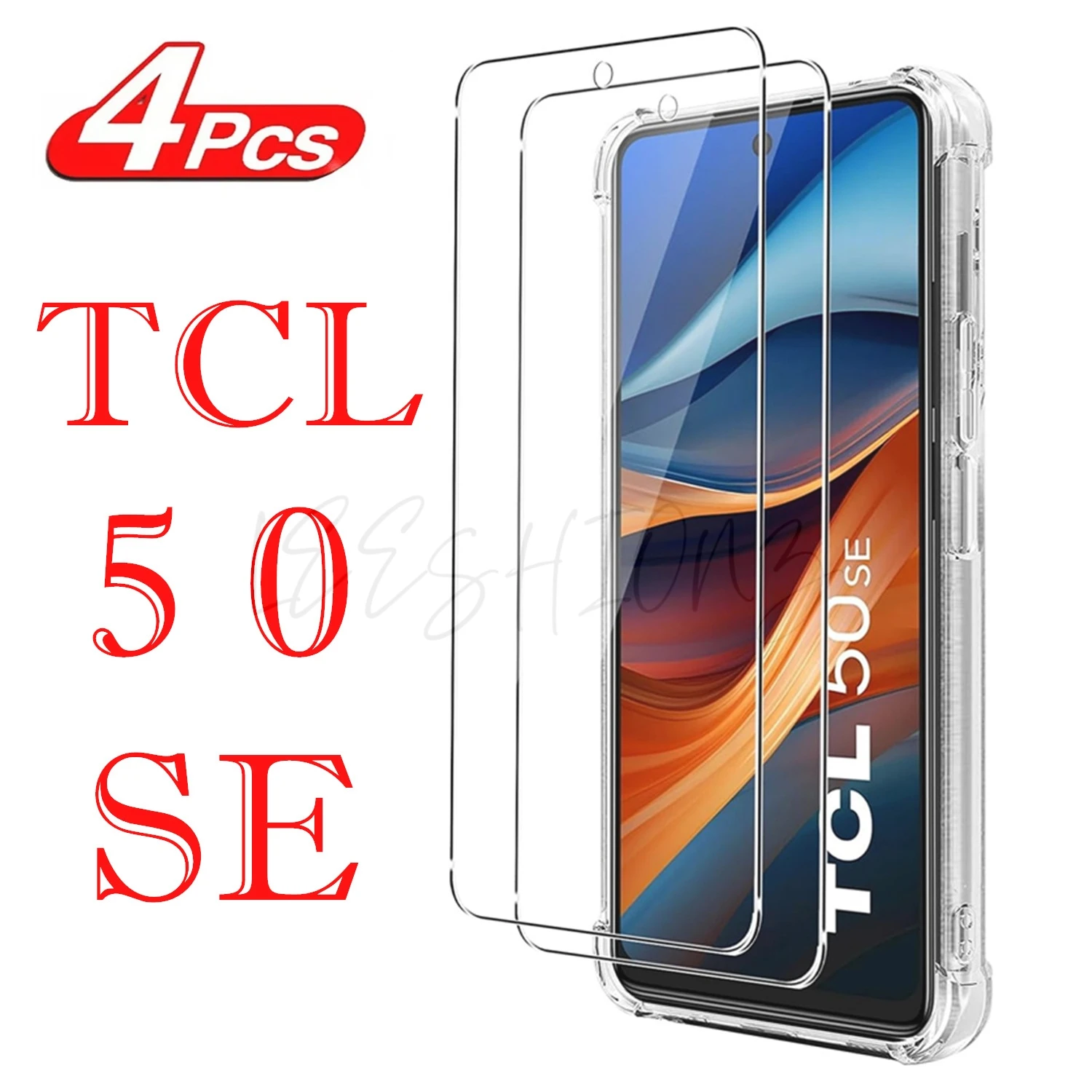 Kaca pelindung layar 10D, 2/4 buah untuk TCL 50SE Film kaca Tempered