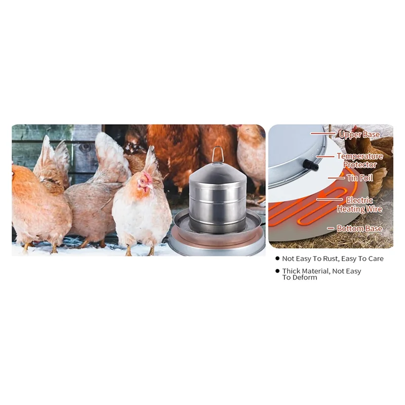 

Poultry Waterer Base Large Heated Poultry Waterer Base With 6.4Ft Power Cord And Thermostat EU Plug 37X37x4cm