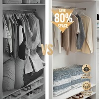 3pcs No Pump Required Vacuum Storage Bags Set Large Vacuum Sealed Compression Bags for Storing Clothes Blankets Bedding Sweater