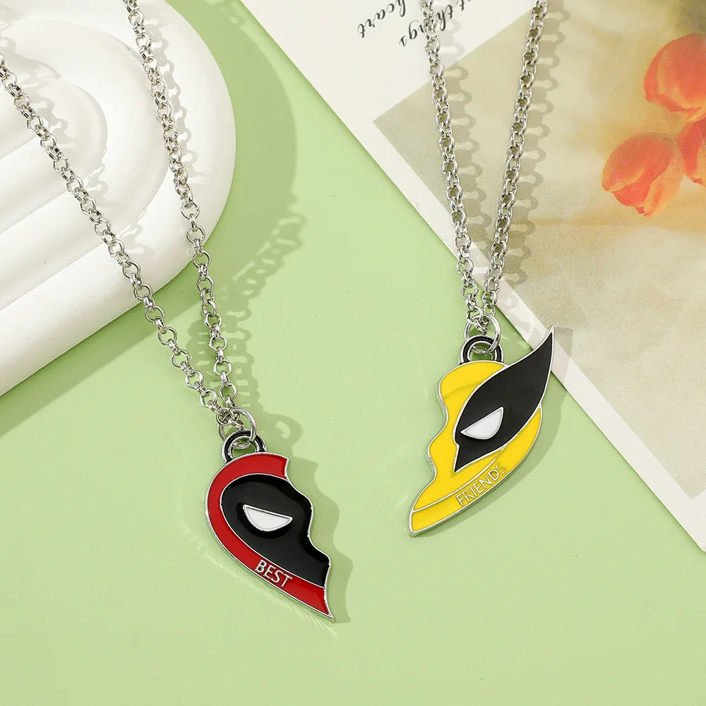 

Marvel Deadpool 3 Necklace Avengers Superhero Deadpool Metal Badge Pendant Necklace Best Friends Jewelry Accessories