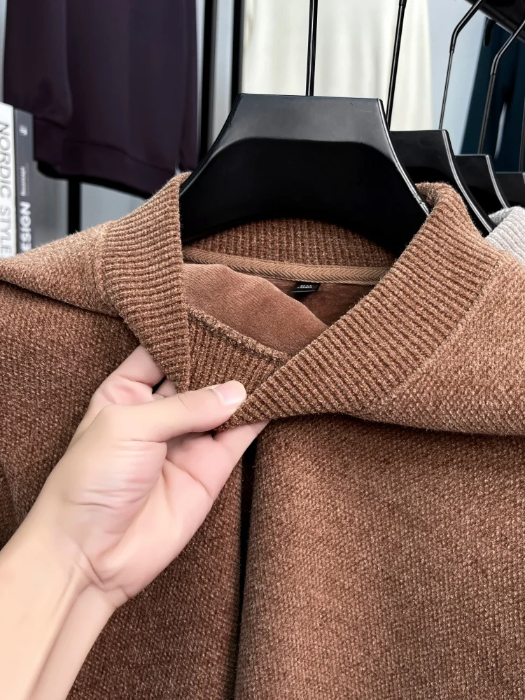 Luxus mode stickerei high-end-marke pullover männer herbst winter plüsch verdicken warme gestrickte rundhals komfort neue pullover – Detail 16