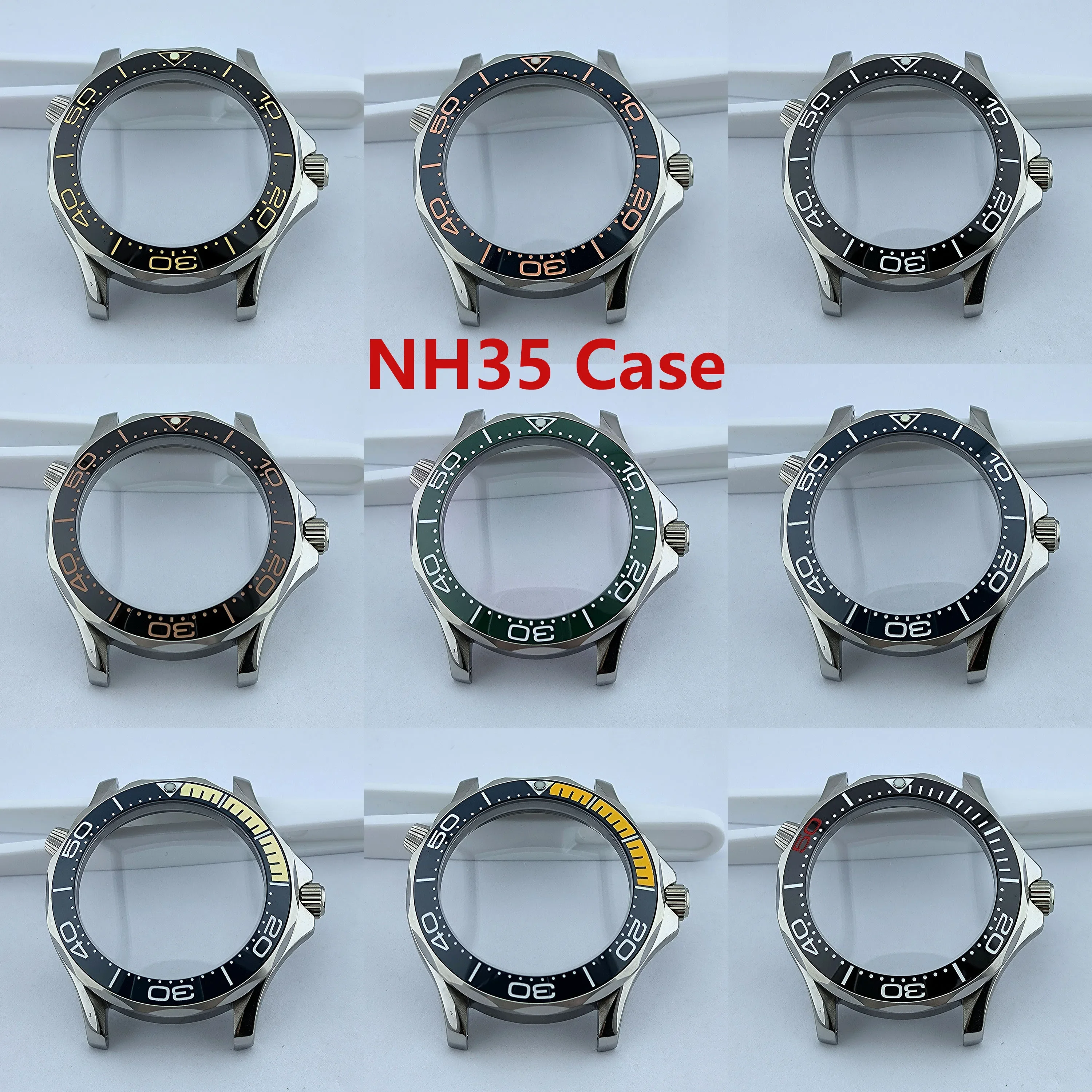 41mm NH35 Case NH35 Dial Stainless Steel Band Men Automatic Mechanical Waterproof Watch Parts for Seamaster NH35/NH36 Movement