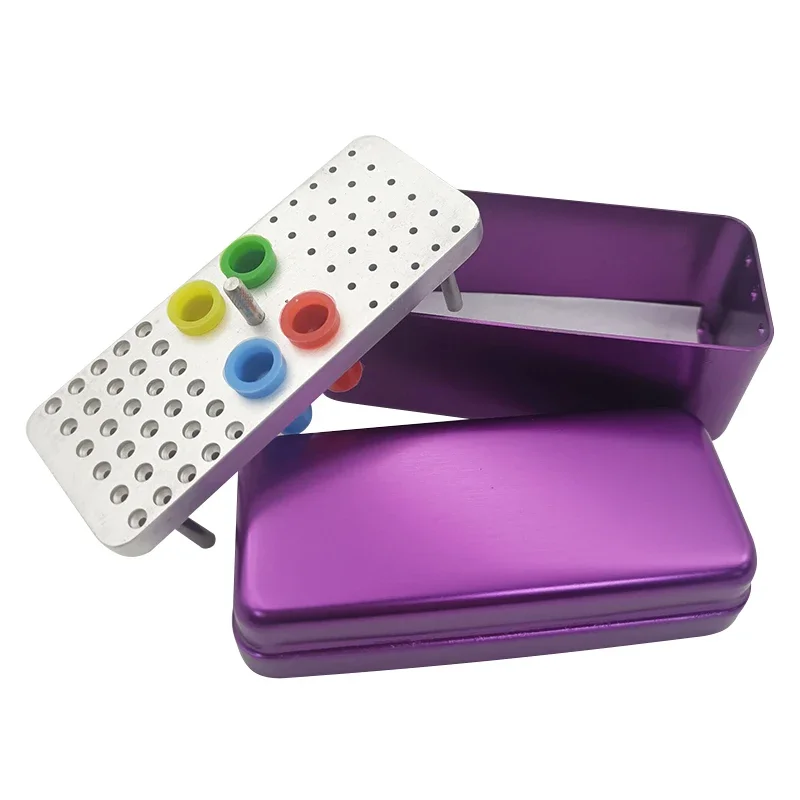 

1Pcs Aluminum Dental Disinfection Box Autoclave Sterilizer Case Burs Endo Files Holder 60 Holes for Burs Dentist Lab Instrument