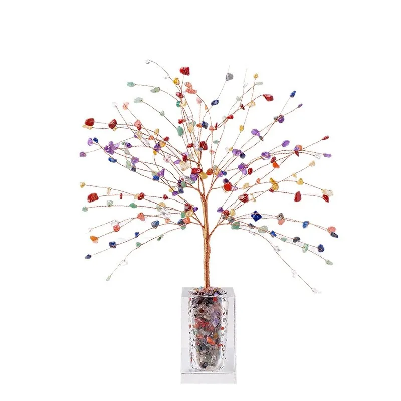 Feng Shui Luxury Home Decor Wealth-Attracting Crystal Money Tree Ornament for Living Room TV Cabinet Office Desk Decor Office De
