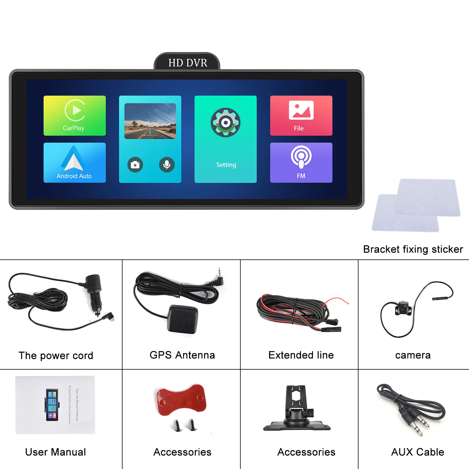 10.26 นิ้วระบบนําทาง GPS ในรถยนต์พร้อม CarPlay 2K การบันทึก GPS ติดตาม HD ย้อนกลับวิดีโอและไร้สาย Android Auto คุณลักษณะ