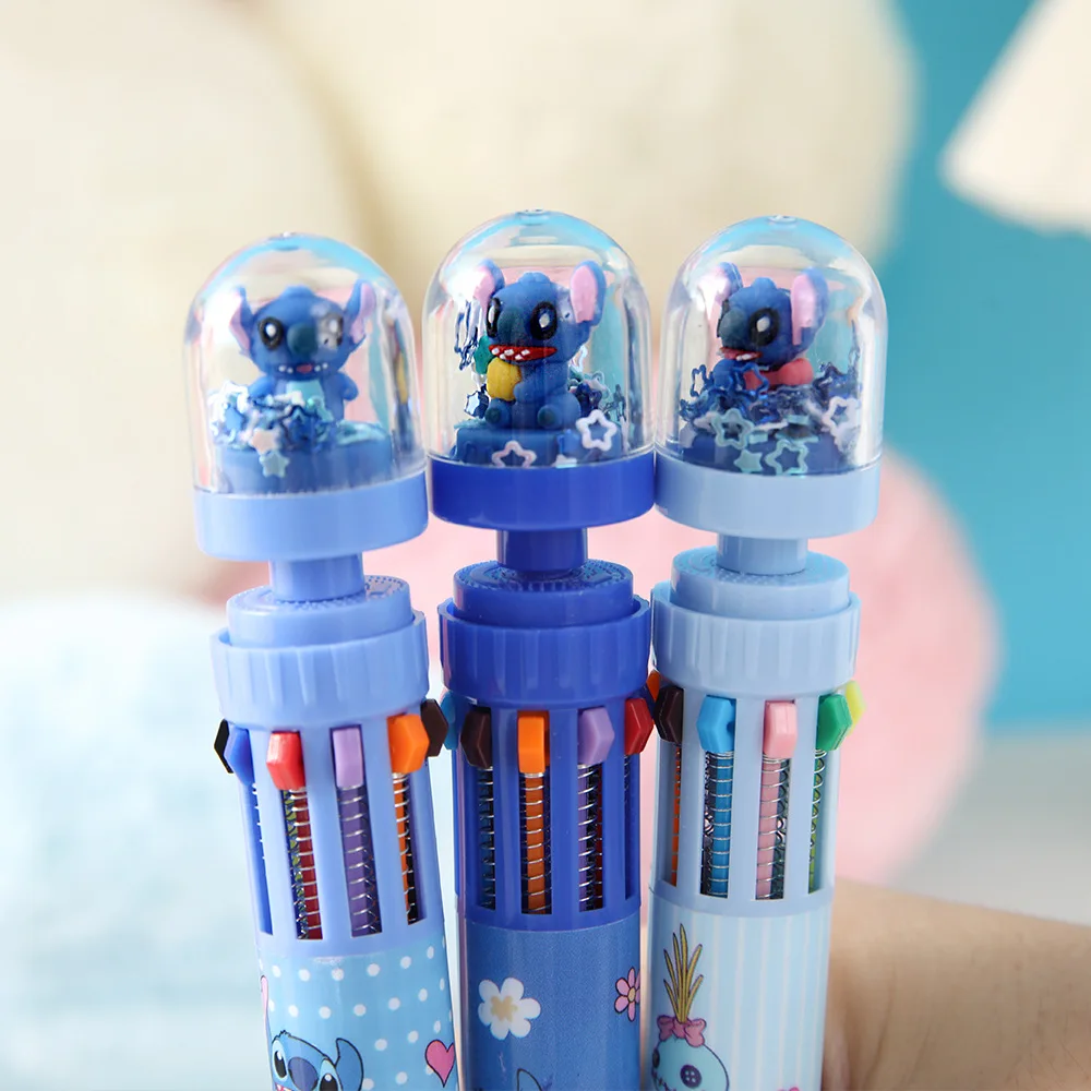 Random 1/2pc of Disney Stitch Themed 10-Color Ballpoint Pens, Diary Oil-Based Marker Pens, Student Stationery for Study school - view 2