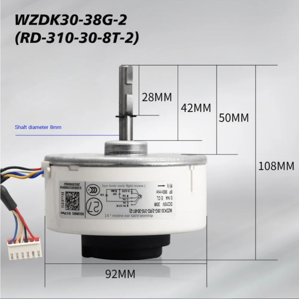 New For Midea Air Conditioner Indoor Unit DC Fan Motor WZDK30-38G-2 DC310 30W 980r/min RD-310-30-8T-2 Conditioning Parts