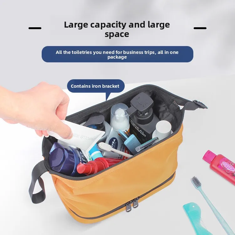 Dry-wet separated toiletry bag, waterproof and wear-resistant Oxford fabric portable travel storage women's makeup bag
