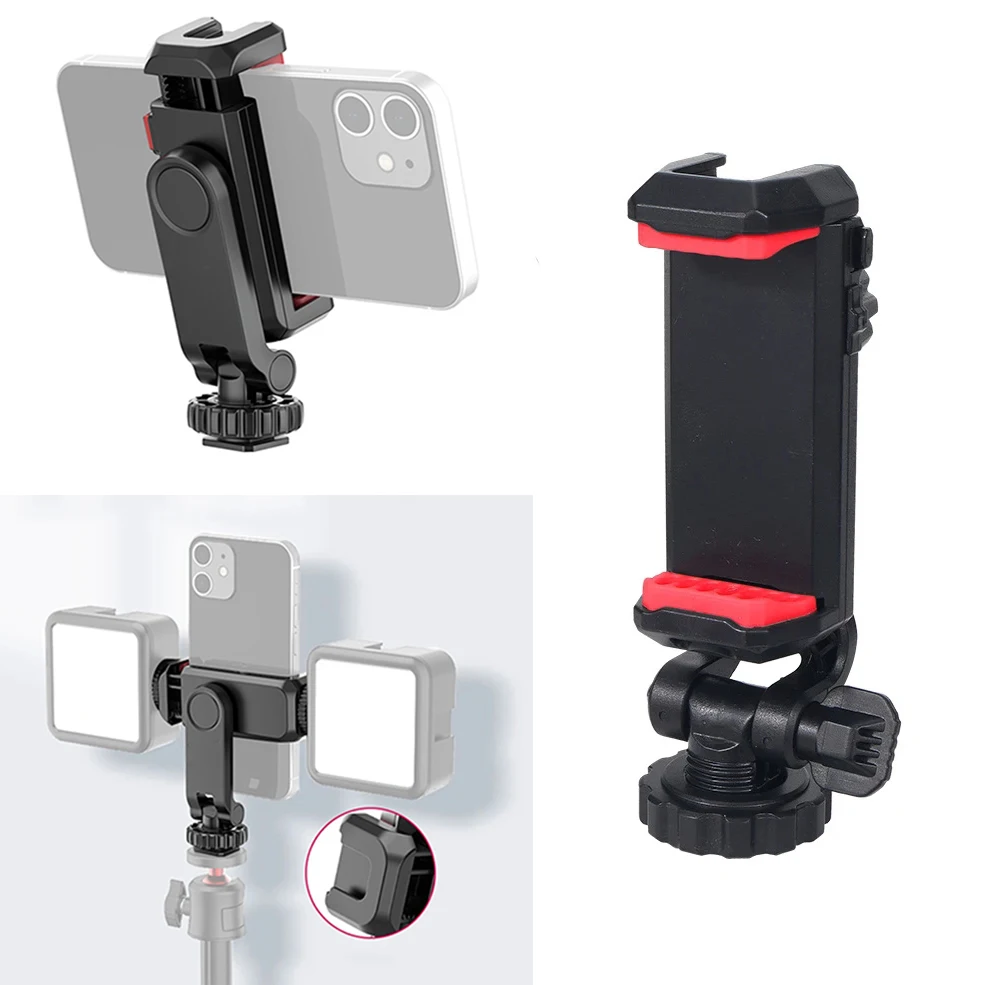 360°Rotatable Phone Mount Holder Tripod for iPhone 14 13 12 Pro max Smartphone With Cold Shoe For Mic Light Phone Clip