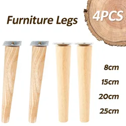 4Pcs Furniture Legs Wooden Replacement Furniture Feet 8/15/20/25cm Height Table Leg with Screws Oblique/Straight Sofa Leg