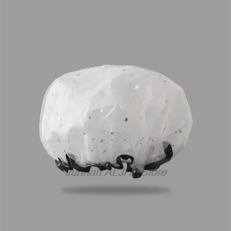 Waterproof Double-Layer Shower Cap Starry Sky Design Fashion Reusable Bathing Hat Kitchen Oil-proof Sanitary Hat image 2