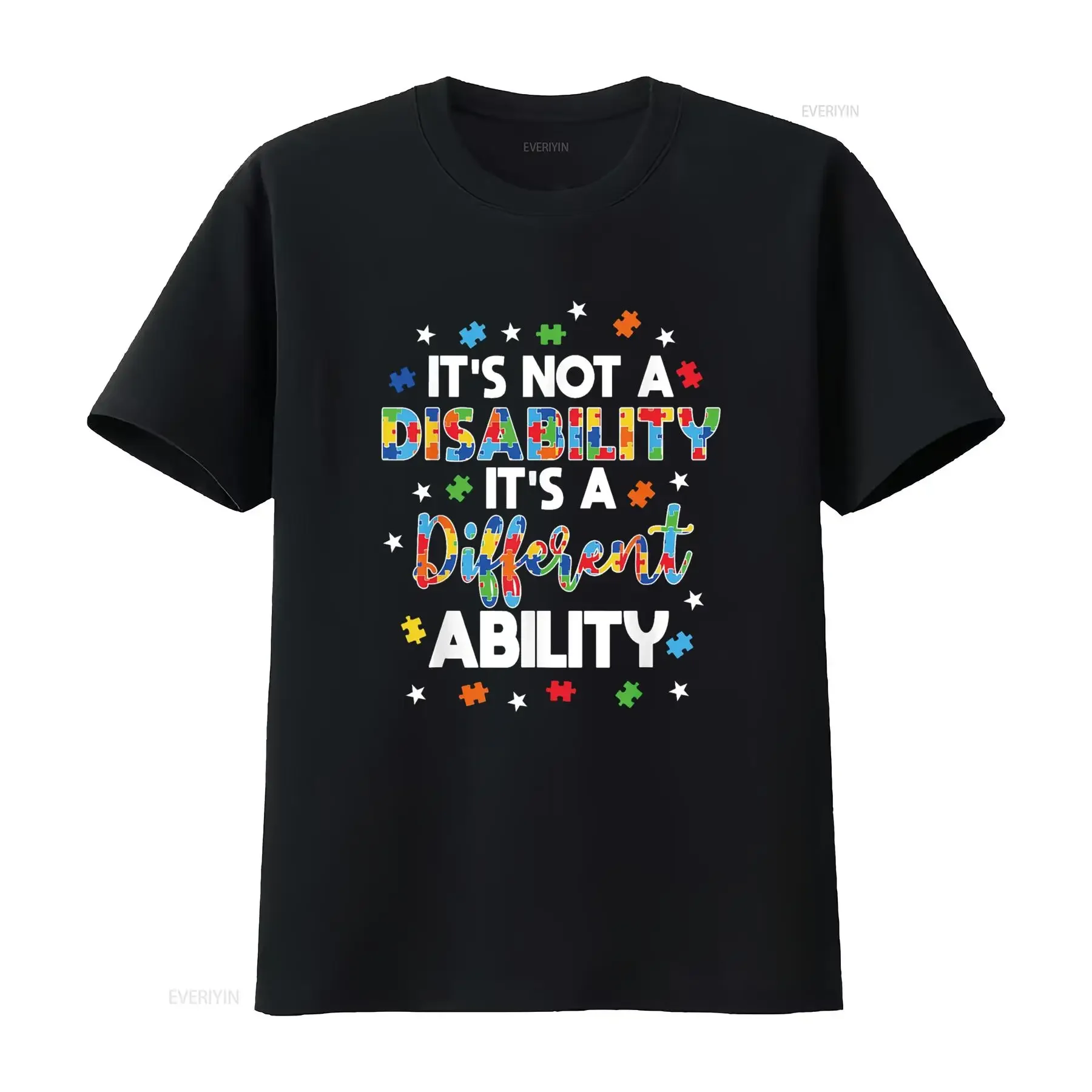 Il n'est pas une handicap capacité différente autisme t-shirt vintage lavé légèrement décontracté mode homme doux étiré streetwear