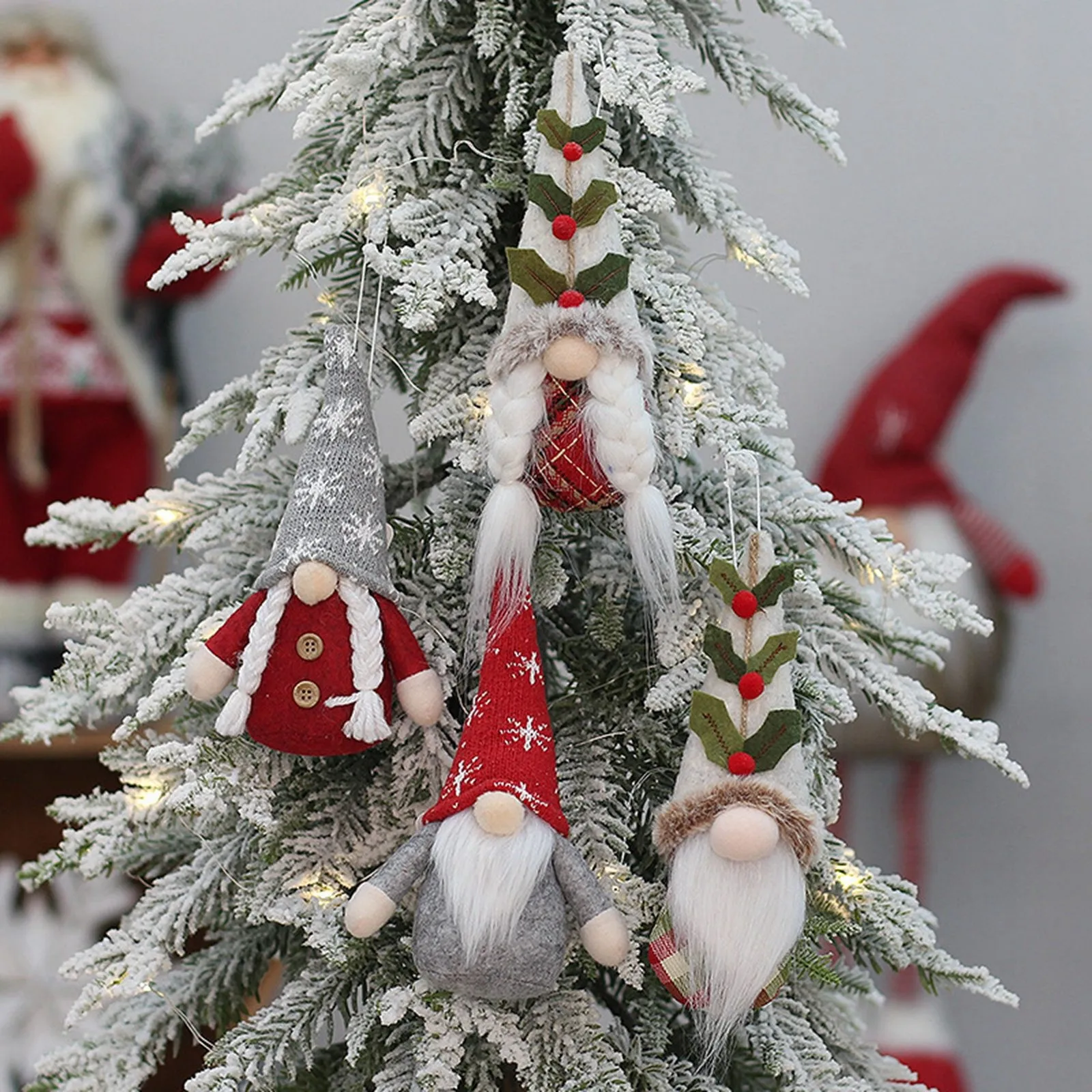 2023 Navidad Christmas Decoration Gnome Faceless Doll Santa Knitted Plush Xmas Tree Ornament Hanging Pendant Home Party Toys