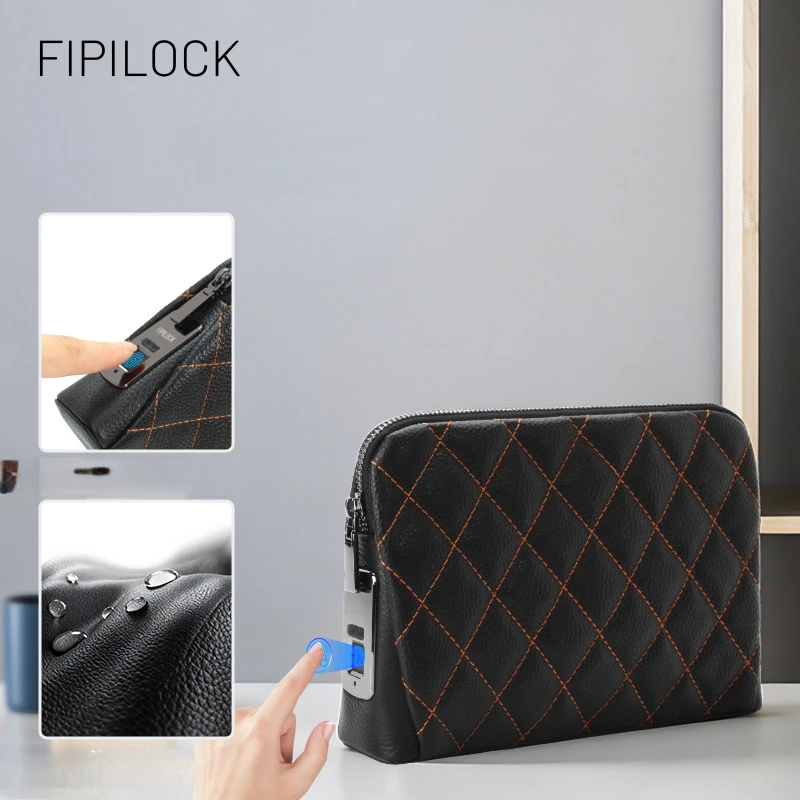 New Luxury Genuine Leather Business Clutch Bag Large Capacity Casual Men's Handbag Password Lock Long Wallet Purse