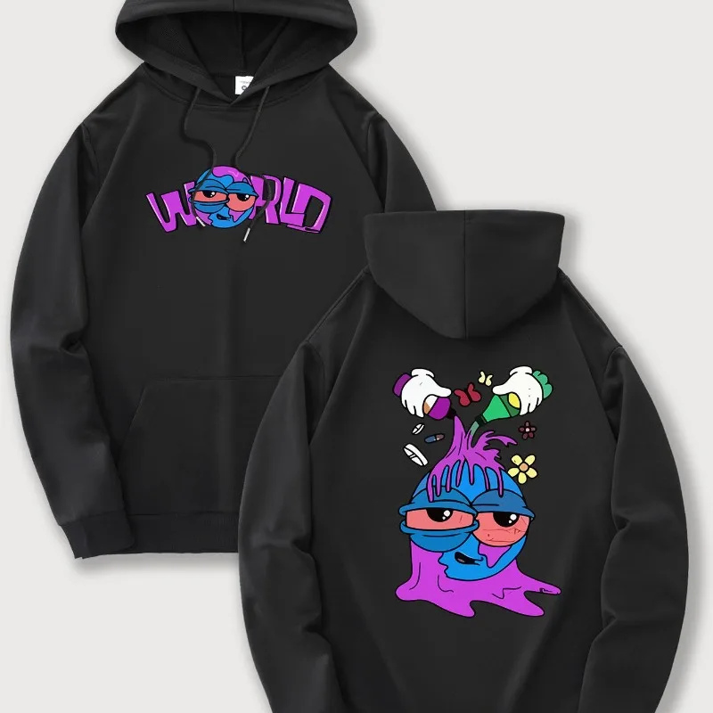 

Толстовка с капюшоном и буквенным принтом, толстовка с длинными рукавами и рисунком, теплая и удобная свободная домашняя толстовка унисекс