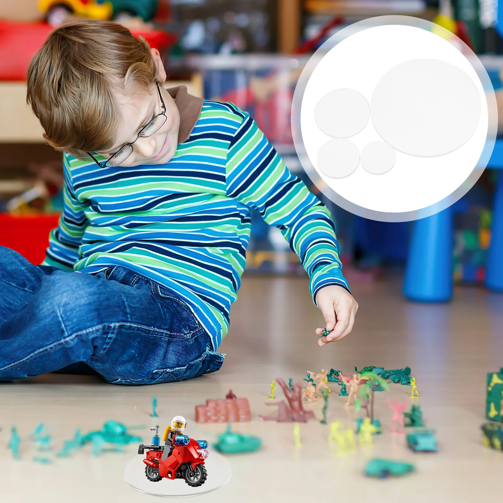 

40Pcs Transparent Acrylic Round Base Plates for Miniature Models Durable DIY Material Display Base for Mini