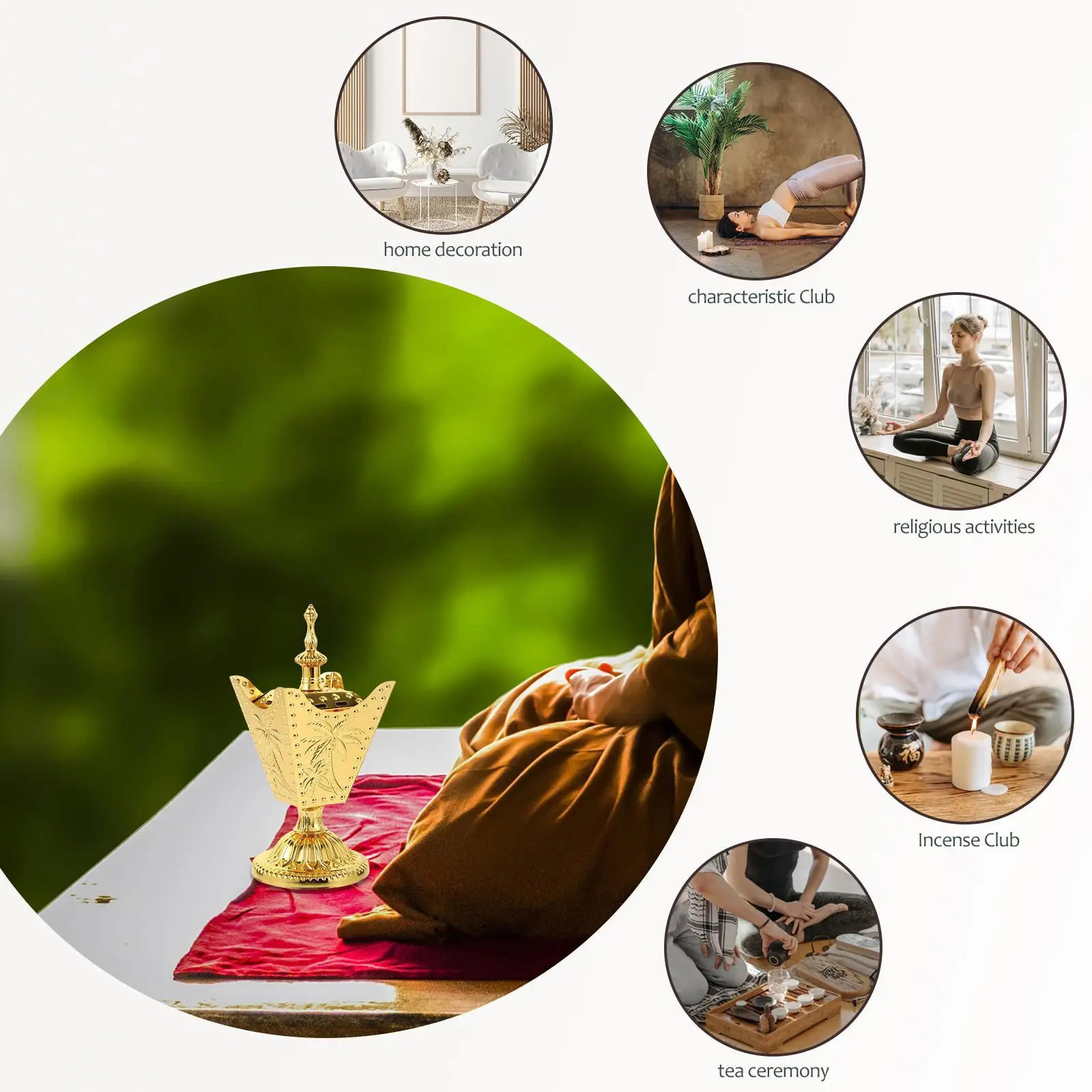 

Metal Incense Burner Electric Burners Decorative Holders Craft Censer For Desk Table Decors
