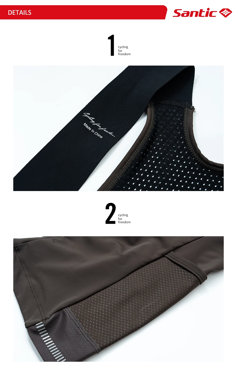 Santic Herren-Rad-Trägerhose, Sommer, atmungsaktiv, schnell trocknend, 5 Stunden stoßfest, gepolstert, für MTB/Rennradfahren, kurze Hose mit Taschen – Detail 9