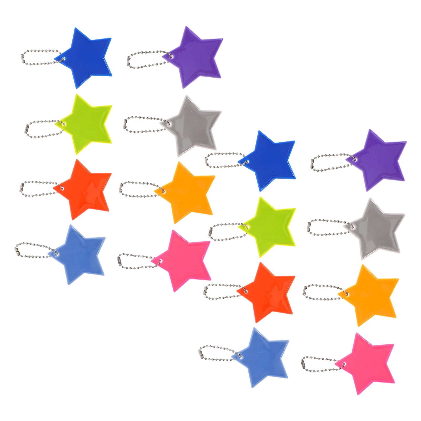 

16pcs Reflective Pendant Keychain Glow Star Design For Backpack Bike Schoolbag Outdoor Safety Night Running Camping Hiking