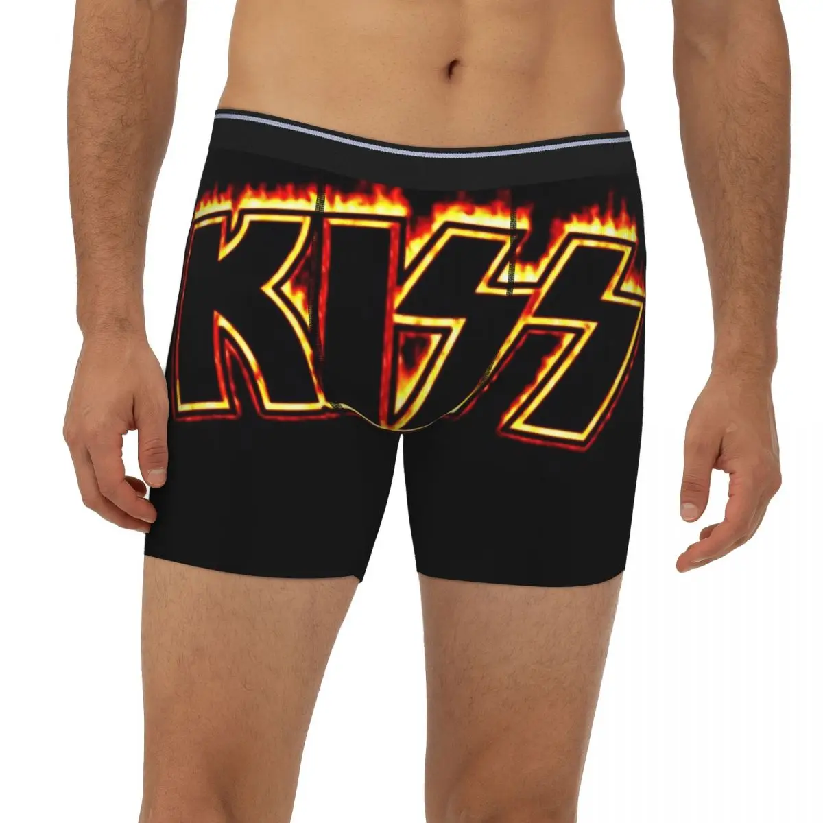 Kiss Rock Band Retor (6) Long Boxer Underpants Short Men's Panties Ventilate Underwear for Homme Man Boyfriend Gift