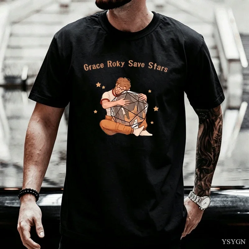 Grace Roky Save Stars Graphic T Shirts Men Women Project Hail Mary T-Shirt Book Lover Printed Tshirt Cotton Short Sleeve Tees