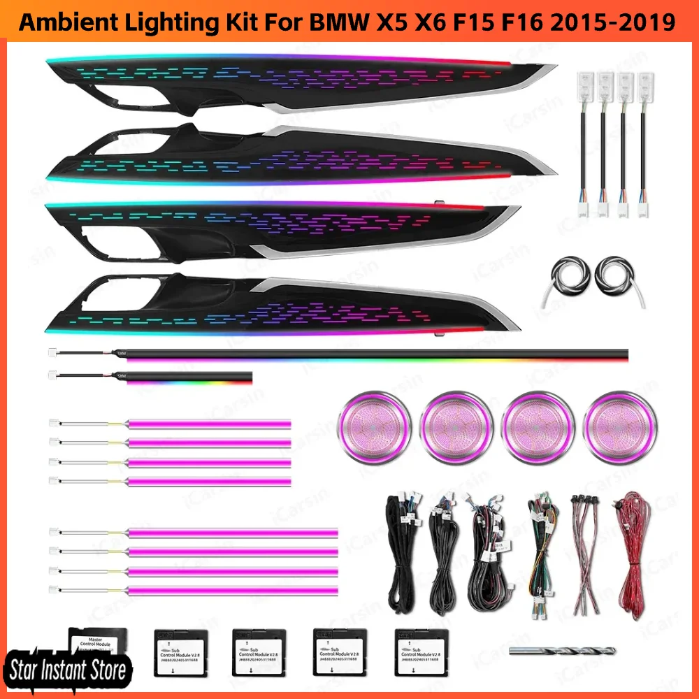 

Обновление 256 цветов Symphony светодиодное освещение салона автомобиля для BMW X5 X6 F15 F16 2015-2019, декоративная полоса, аксессуары