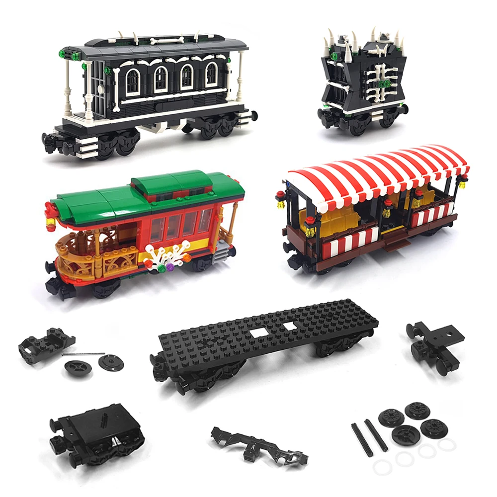 City train building blocks DIY modified accessories, creative MOC assembly track train carriage expansion set, base, wheel parts