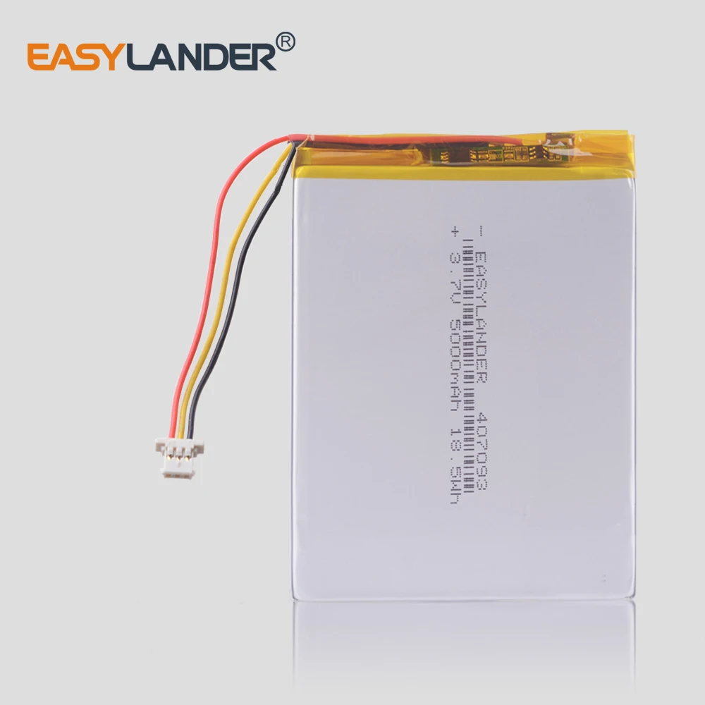 3wires 407093 3.7V 5000mAh Rechargeable Lithium Li-ion Polymer Battery for Tablet Wexler TAB 7iD 3787 3G prestigio grace