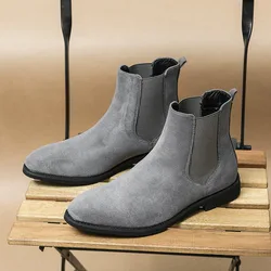 Plus Größe 48 klassische graue Männer Chelsea Stiefel Komfort Wildleder Schuhe Männer Kleid Schuhe spitzen Slip-On Männer schwarze Stiefeletten