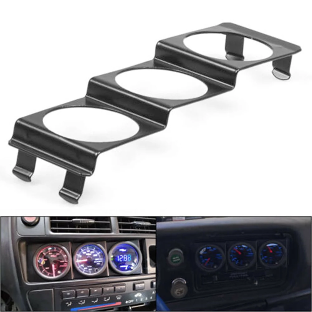 Bracket Gauge Holder Analog Digital 1pcs TBQ102259-BK 2inch 52mm Three Hole Accessories Black Car Triple Dashboard