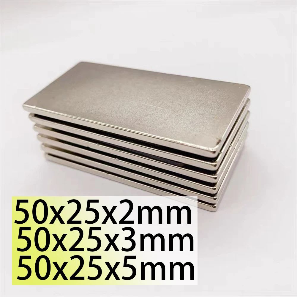 

N35 50x25x2mm 50x25x3 50x25x5 Rectangle Square Neodymium Bar Block Strong Motor Generation Rare Earth Magnet Search Magnetic