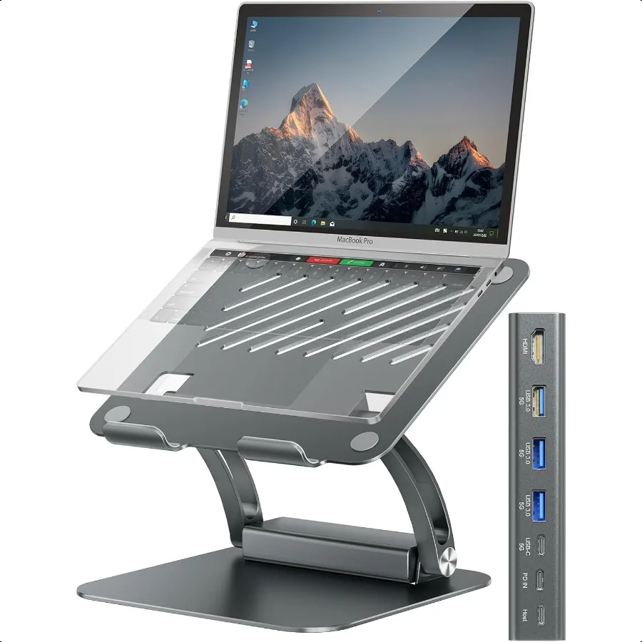 

Подставка для ноутбука tounee со съемным концентратором USBC, 100 Вт, PD-зарядка, 4K при 60 Гц, HDMI, 3 USB-порта, эргономичный держатель для ноутбука, док-станция