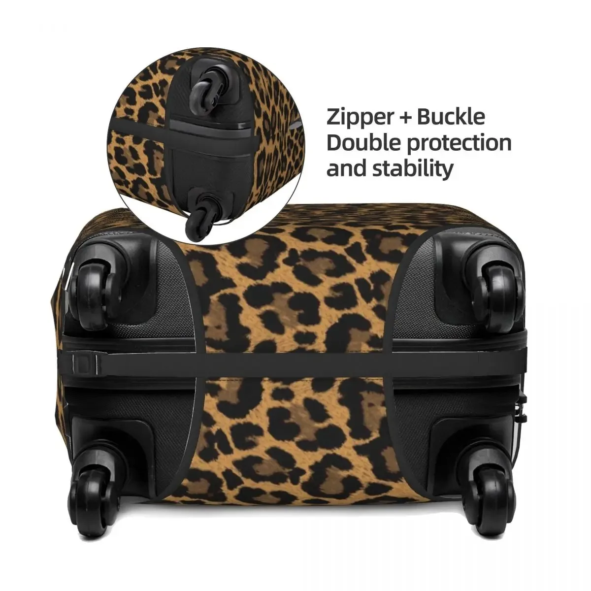 Capa protetora de bagagem com padrão de leopardo personalizado, capa protetora para mala de viagem com textura de pele de animal da moda para 18-32 polegadas