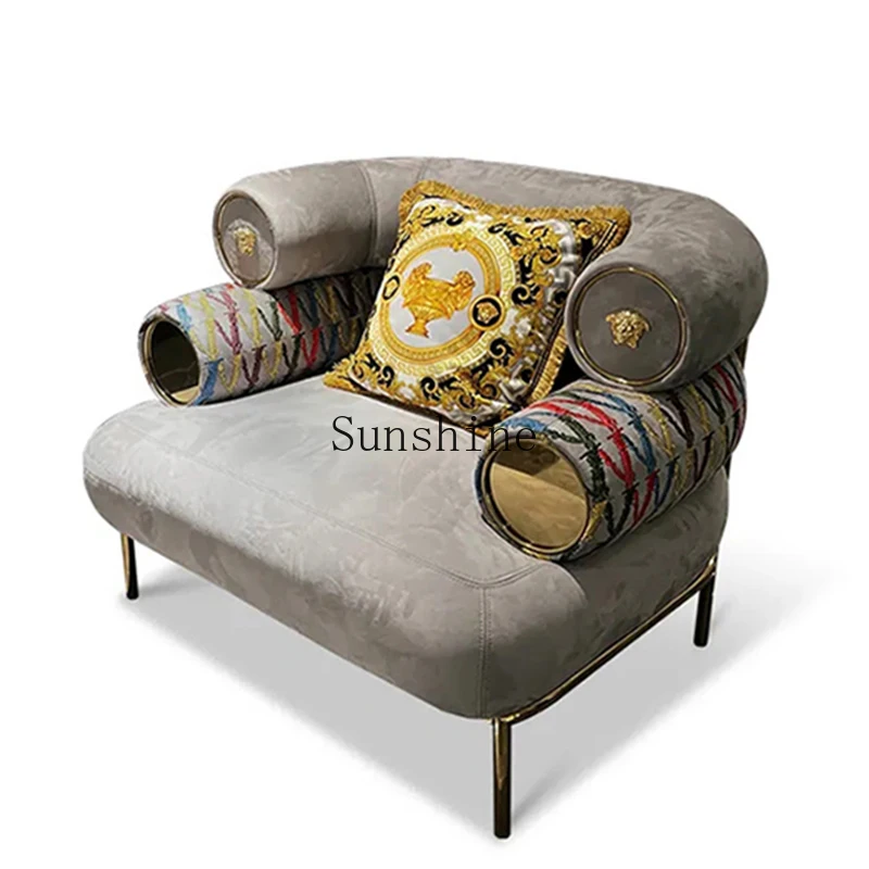 

Italian light luxury villa living room fabric color artistic embroidery sofa