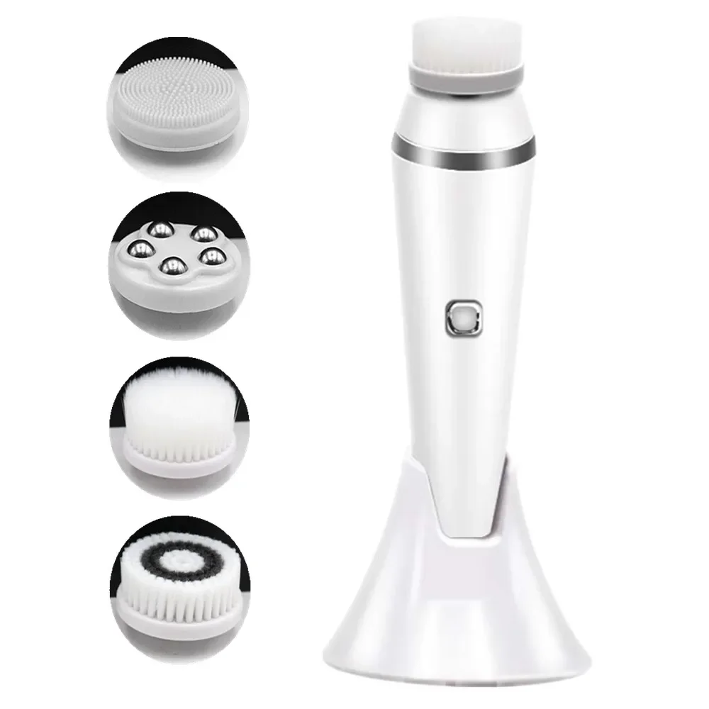 

4 in 1 Facial Cleansing Brush Sonic Face Cleaning Tool Exfoliating Facial Brush Facial SPA Kit Skin Beauty Machine